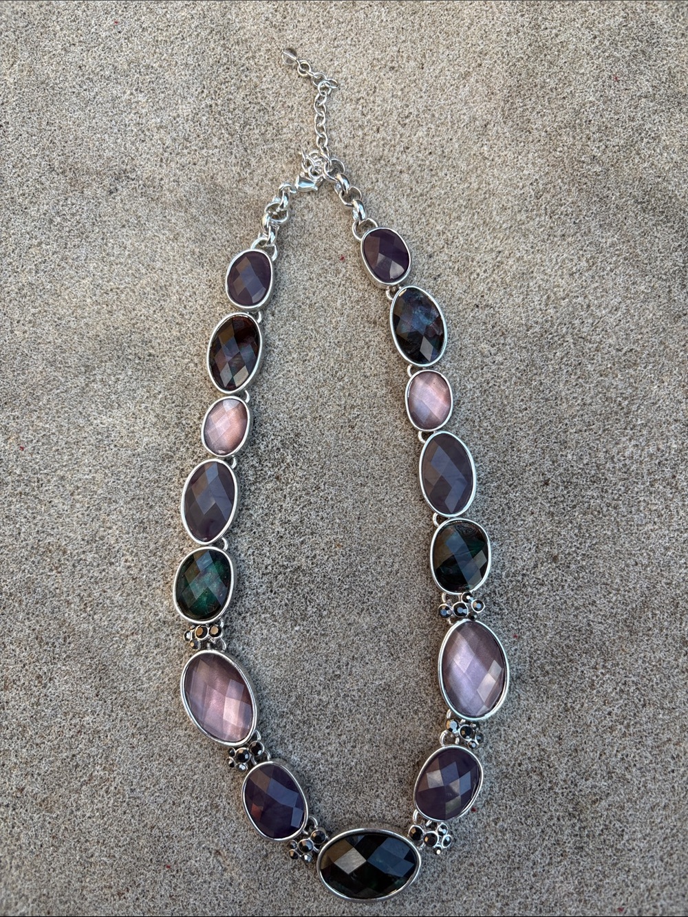 Statement Purple Faceted Stone Necklace